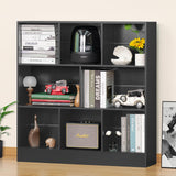 YAHARBO Modern Black 3-Tier Wide Bookshelf with 8 Cubes for Versatile Storage and Display YAHARBO