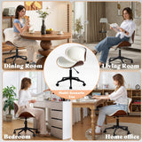 AMERLIFE Home Office Chair Set of 2, PU Leather Desk Chair, Modern Swivel Chair with Curved Back, Armless Desk Chair with Wheels for Home Office, White AMERLIFE