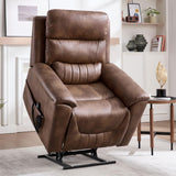 Trustyue Dual Motor Power Lift Recliner Chair with Lay Flat, Full-Body Vibration & Lumbar Heating - Lift Assist Chair for Elderly, Electric Recliner with Massage and Heat, Easy Assembly Brown Trustyue