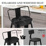 ALISH 24 Inch Bar Stools Set of 4, Industrial Metal Barstools Farmhouse Bar Chairs with Large Seat for Kitchen Island (24 Inch, Black) ALISH