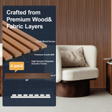 NeatiEase Wood Panels for Wall, 4-Piece 96" x 12.6" Soundproof Wood Slat Wall Panel for Interior Wall Decor Noise Cancelling, Acoustic Wall Panels, Sound Absorbing Panel (Teak) NeatiEase