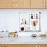 MITREL 17.7x15.7-Inch Shadow Box Display Shelf，6-Slot Rustic Floating Shelves，Larger Wood Trinket Shelf Freestanding Farmhouse Curio Shelf(6C-Rustic White) MITREL