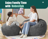 Hobestluk 3.5FT Bean Bag Chair Large Bean Bag with Filler Included Bean Bag Chairs for Adults Teardrop Bean Bag Chair with Removable Cover for Bedroom Living Room - (Large, Grey) Hobestluk