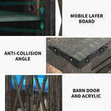 YITAHOME End Table, Farmhouse Sofa Side Coffee Table with Charging Station and LED Lights Bedside Table, Nightstand Storage for Living Room, Bedroom, Office, Dark Rustic Oak YITAHOME