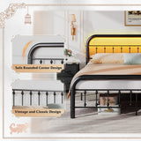 WLIVE Bed Frame King Size, King Size Bed Frame and Headboard, King Bed Frames with LED Lights and Charging Station,No Box Spring Required,Easy Assembly,Black WLIVE