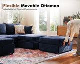 ABCASA Modular Sectional Sofa, L Shaped Couch Set for Living Room, 3-Seater Comfy Cloud Couches with Movable Storage Ottoman,DIY Combination,1400lb Capacity - Chenille Blue ABCASA