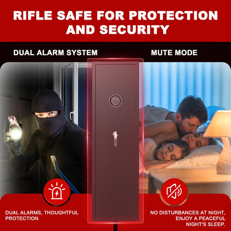 8-10 Fingerprint Gun Safe for Rifles and Pistols, No Assembly Required Quick Access Biometric Gun Cabinet, Large Gun Locker for Pistols and Shotguns, Dual Alarm & Mute Mode Switching SHICHI