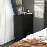 TaoHFE Black 4 Drawer Dresser for Bedroom,Wood Lingerie Chest of Drawers for Bedroom,Modern 36inch Tall Black Dresser for Bedroom Living Room, Entryway, Cloakroom(Black, 4 Drawer) TaoHFE