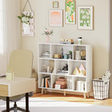 Furniwell 9 Cube Bookcase & Bookshelf, 3 Tier Storage Organizer with Legs, Freestanding Open Frame Book Shelves for Living Room, Office, White Furniwell