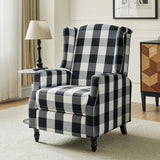 HULALA HOME Wingback Recliner Chair, Traditional Push Back Recliner Single Sofa with Solid Wood Legs, Modern Lounge Armchair for Living Room, Comfy Upholstered Accent Reclining Chair, Buffalo Black HULALA HOME