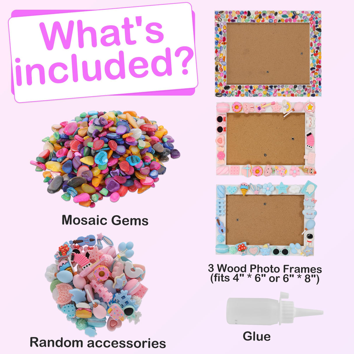 ZALIAFEI 3PCS Mosaic Photo Frame Craft Kit, DIY Crafts Crafts for Girls 8-12, Arts and Crafts Gifts for 10 Year Old ZALIAFEI