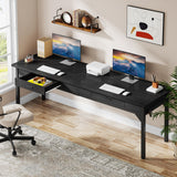 Tribesigns 78.7" Extra Long Executive Office Desk, Double Desk with 2 Drawers, Black Tribesigns