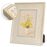 takfot Boho Picture Frames 5x7 Family Picture Frame 2 Pack, Bohemian Rattan Decor Farmhouse Style Carved Wood Frames for Wall Mount or TableTop Display Birthday Christmas Gifts takfot