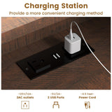 GlouMod Farmhouse 7-Drawer Dresser Chests for Bedroom, LED Dresser with Charging Station, Wood Rustic Tall Chest of Drawers, Brown GlouMod