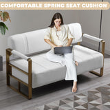 PBOGHLRD 57.9" Modern Leather Loveseat Sofa, Upholstery Faux Bonded Leather Accent Futon Couch with Metal Square Arms for Living Room, Office, Apartment (White) PBOGHLRD