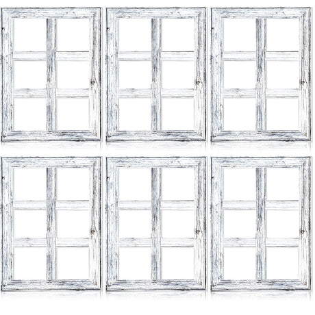 Thyle 6 Pcs Rustic Wall Decor Window Frame Wall Decor 15.75" x 11.81" White Wood Country Wall Decorations Vintage Farmhouse Wall Decor for Living Room Bedroom Bathroom Home Thyle