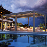 MELLCOM 10x20FT Louvered Pergola with 6 Pull-Down Screens, Aluminum Pergola with Adjustable Rainproof, Dark Gray MELLCOM