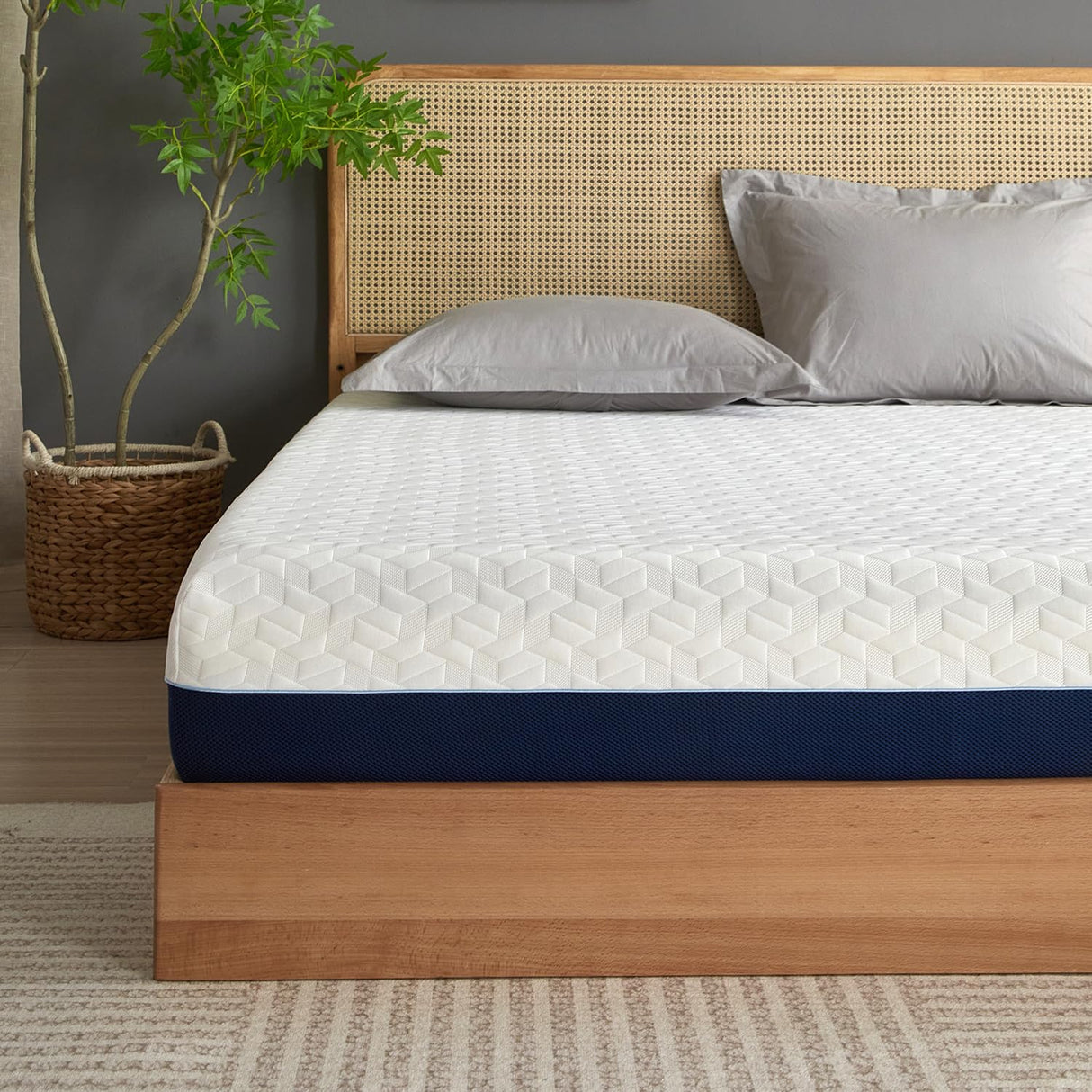 Schow Life 6 Inch Twin Mattress,Cooling Gel Memory Foam Mattress for Kids,Mattress in a Box,Breathable Cover Gel-Infusion for Cooler Sleep,Healthy and Safe,39" X 75" X6" (White&Navy, Twin) Schow Life