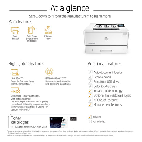 HP Laserjet Pro M402n Monochrome Printer, (C5F93A) (Renewed) HP