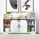 Panana Bar Cabinet with Barn 2 Sliding Doors Buffet Farmhouse Storage Cabinet TV Stand (White Cabinet) Panana