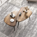 Midcentury Nesting Coffee Table Set of 2, Mid Century Modern Walnut Wood Oval Coffee Tables for Living Room, Compact Coffee Table and Side Table Set for Sofa Bedside Office Balcony or Small Spaces suruim