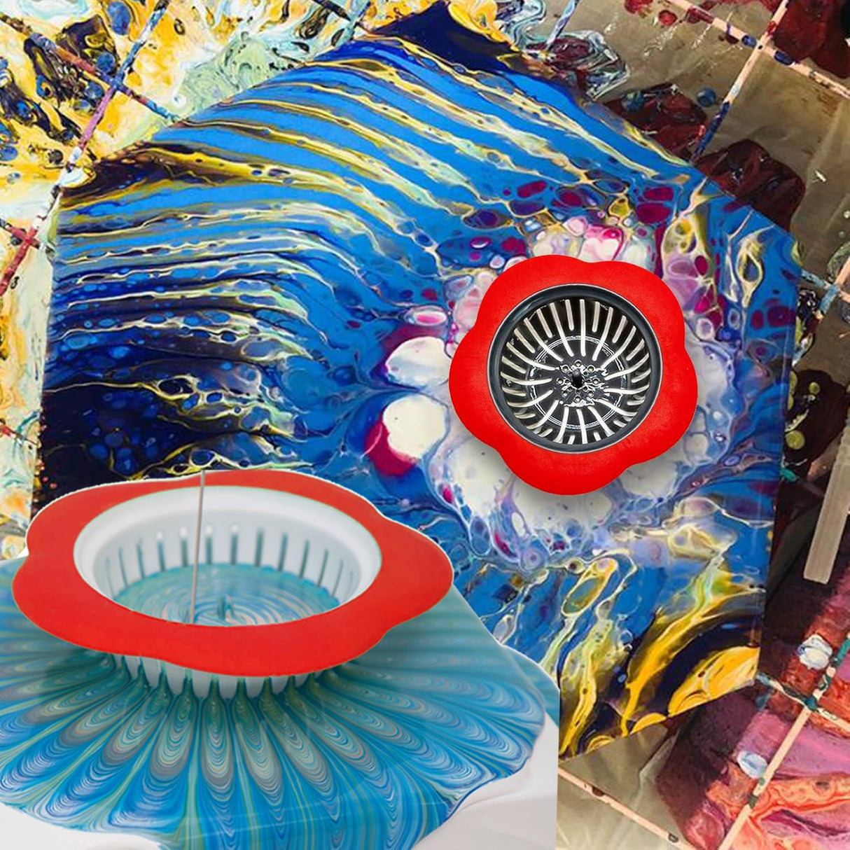 Paint Cup With Handle, Silicone Split Cup, Acrylic Pouring Strainers, Scrapers Kit for DIY Paint, Resin Molds, Epoxy Resin Art and Creating Unique Patterns Art Supplies FASALX