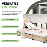 Rattan Outdoor Daybed with Retractable Canopy, 4 Pieces Patio Furniture Sets, Outdoor Sectional Sofa Set with Adjustable Backrest, Chaise Chair Sunbed for Garden Poolside Backyard,Beige Harper & Bright Designs