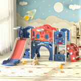 Nyeekoy 9-in-1 Castle Amusement Playground Playhouse, Indoor Outdoor Playset for Toddlers Age 1-3, Backyard Climber Play Set Slide for Kids Baby (Blue) Nyeekoy