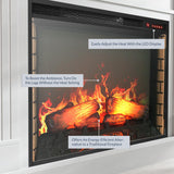 BELLEZE Modern 70" Electric Fireplace Heater Mantel TV Stand & Media Entertainment Center for TVs up to 68" with Energy-Efficient Heater With Sound and Side Book Shelves - Lenore (White) BELLEZE