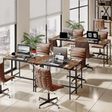 HOOBRO Computer Desk, Home Office Desk with Power Outlet, Modern Study Writing Desk with 3 Hooks for Study Room, Home Office, Sturdy and Stable, Easy to Assemble, Rustic Brown and Black BF41UDN01 HOOBRO