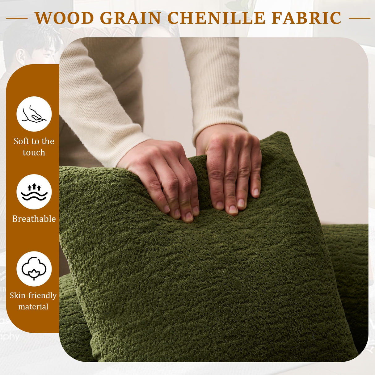 65'' Modern Curved Cloud Loveseat Sectional Sofa for Small Spaces, Luxury Plush Chenille Deep Seat Couch with 3 Pillows, No Assembly Needed Apartment Living Room Furniture, Green TTK