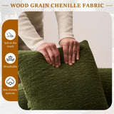 65'' Modern Curved Cloud Loveseat Sectional Sofa for Small Spaces, Luxury Plush Chenille Deep Seat Couch with 3 Pillows, No Assembly Needed Apartment Living Room Furniture, Green TTK