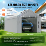 VEVOR Carport Replacement Canopy Cover Top + Side Wall 10 x 20 ft, Garage Tent Shelter Tarp Heavy-Duty Waterproof & UV Protected, Easy Installation with Ball Bungees,Grey (Frame Not Included) VEVOR