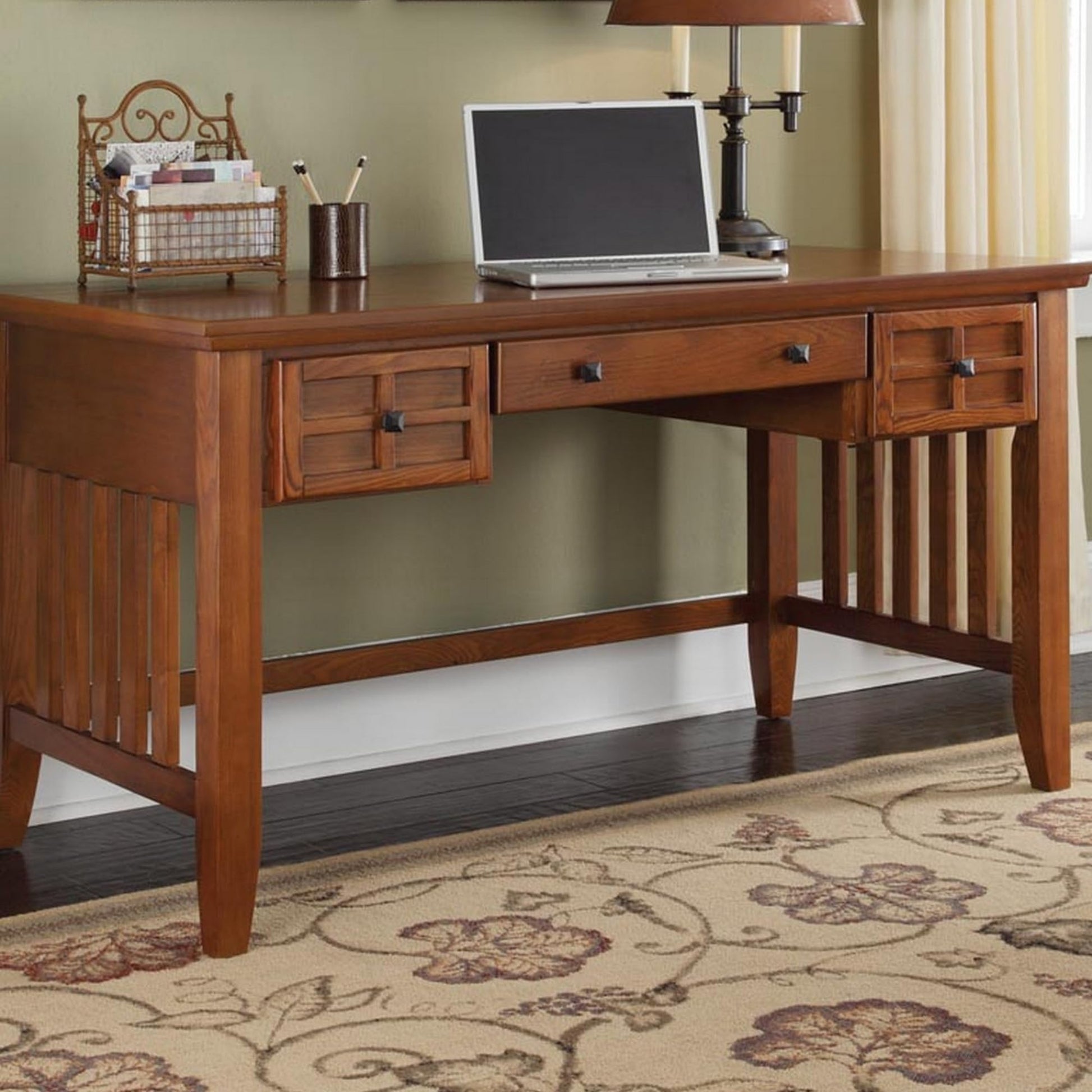 Arts & Crafts Cottage Oak Executive Desk by Home Styles - WoodArtSupply