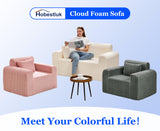 Hobestluk Couch Sofa 2-Seater Foam Sofa Loveseat for Small Spaces Comfy Sofas with Removable Cover Furry Couch with Pillows for Living Room, Bedroom, Apartment, Office (White, Loveseat) Hobestluk