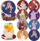 Clendo Pop Star Diamond Painting Coasters Kits for Adults, 8PCS Pop Diamond Art Coaster Kits with Holder, Small Diamond Painting Kits for Adults & Kids Art Craft Supplies, Bdwy041 Clendo