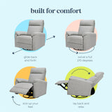 DaVinci Suzy Electronic Swivel Recliner with USB Port in Frost Grey, GREENGUARD Gold & CertiPUR-US® Certified DaVinci