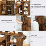 HOOBRO Kitchen Island, Storage Cabinet with Drawer, Kitchen Cart with Spice and Towel Rack, Saving Space, Easy Assembly, for Living Room, Rustic Brown BF12ZD01 HOOBRO