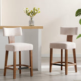 RIVOVA 26” Bar Stools Set of 4 Counter Height Bar Stool, Modern Kitchen Barstools with Back and Wood Legs, Farmhouse Upholstered Island Stools Countertop Bar Chairs, Beige RIVOVA