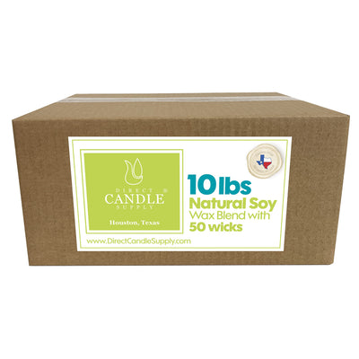 Soy Wax for Candle Making | 10lb Soy Candle Wax Slab + 50 Inche pre-Waxed Wicks | Smooth Blend for High Load Fragrance Formulation |Candles Making Supplies