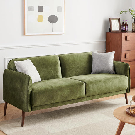 Atopston 67" Loveseat Sofa, Mid Century Modern Decor Sofa Couch with Pillows and Thick Seat Cushion, Small Sofa for Bedroom Apartment Office, Green Atopston