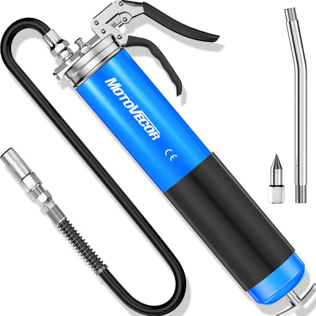 High Performance Heavy Duty Pistol Grip Grease Gun - Extra-Long 27 inch Heavy Duty Reinforced Flex Hose STEINBRÜCKE
