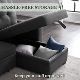 Yafylly L Shape Sleeper Sofa Bed with Storage, Large Full Size Pull Out Sectional Couch, Futon Chaise Lounge Recliner for Living Room, Apartment, Bedroom, Office Yafylly