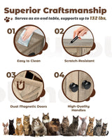 Upolana Cat Litter Box Enclosure, 32 inch Hidden Litter Box Furniture with Divider, Wooden Kitty Litter Box Cabinet End Side Table, Greige Upolana