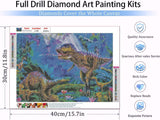VeGuude Diamond Painting Kits for Adults -Dinosaur World DIY 5D Diamond Art Kits Full Drill Diamond Dots Paintings with Diamonds Gem Art and Crafts Home Decor 12x16inch VeGuude
