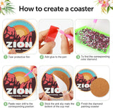 NEGEKFKX 8 Pcs National Park Diamond Art Painting Coasters Kits, Coaster with Holder for Adults, Non-Slip DIY Dot Paint Craft Kits,5D Full Drill DIY Diamond Dot Gem Art Kit Home Decor Arts Craft NEGEKFKX