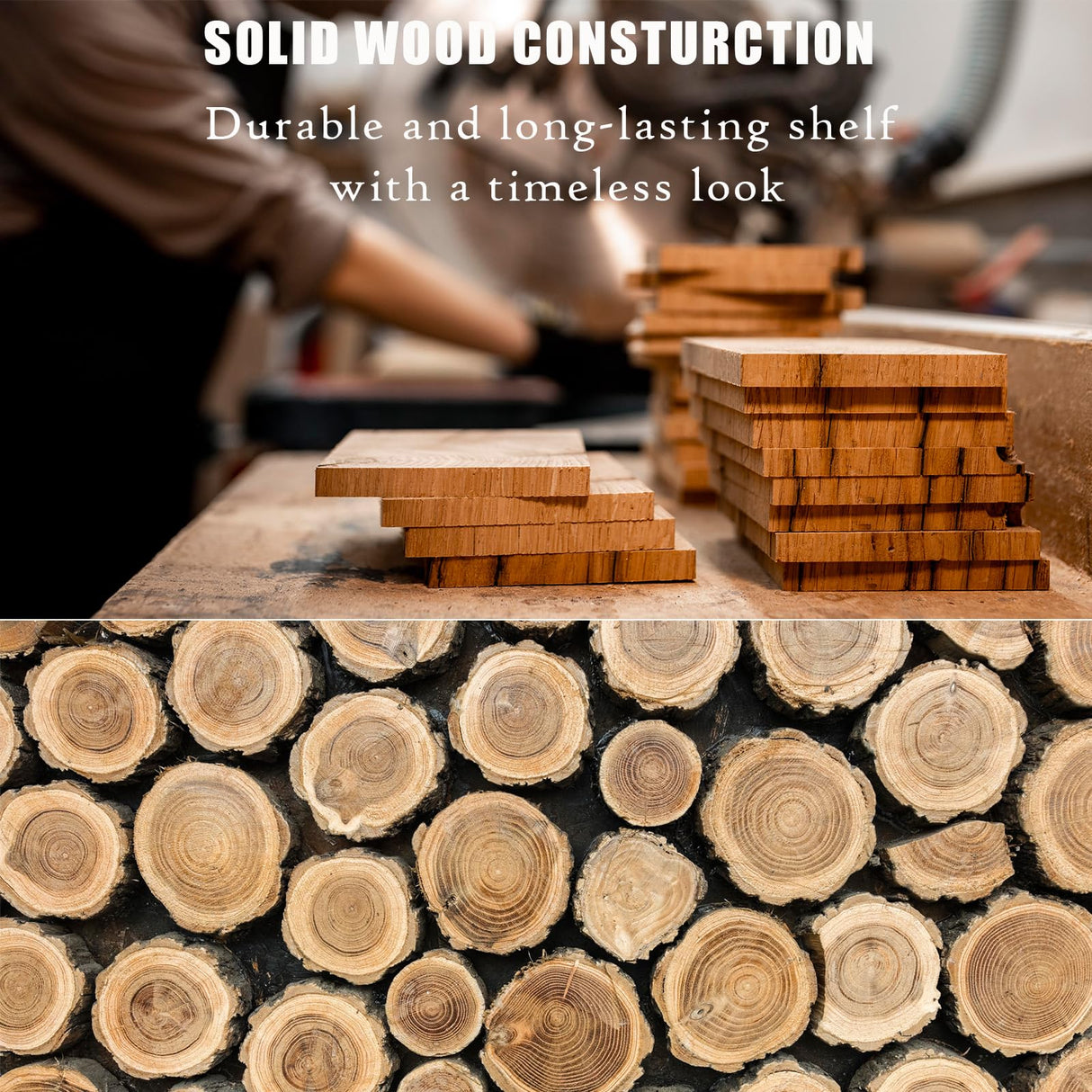 JOLLYMER Floating Wood Mantel Shelf,Rustic Fireplace Mantel Decor,Farmhouse Shelf (60" W x 6" D x 6" H) JOLLYMER