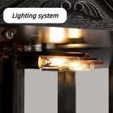 Trygoal 72" H Lighted Wooden Corner Curio Cabinet, Curio Cabinet with Light Bulb, Accent Wooden Corner Case with Glass Doors & Shelves for Living Room, Dining Room, Black Trygoal