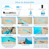 WILDPATH Beach Tent Sun Shelter 10 x 10FT, UPF 50+ Protection Beach Shade Canopy with 8 Sandbags, Eazy Up Portable Canopy Tent for Beach, Camping, Fishing, Backyard WILDPATH