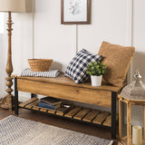 Walker Edison Julian Rustic Farmhouse Lift Top Entry Bench with Bottom Rack, 48 Inch, Barnwood Walker Edison